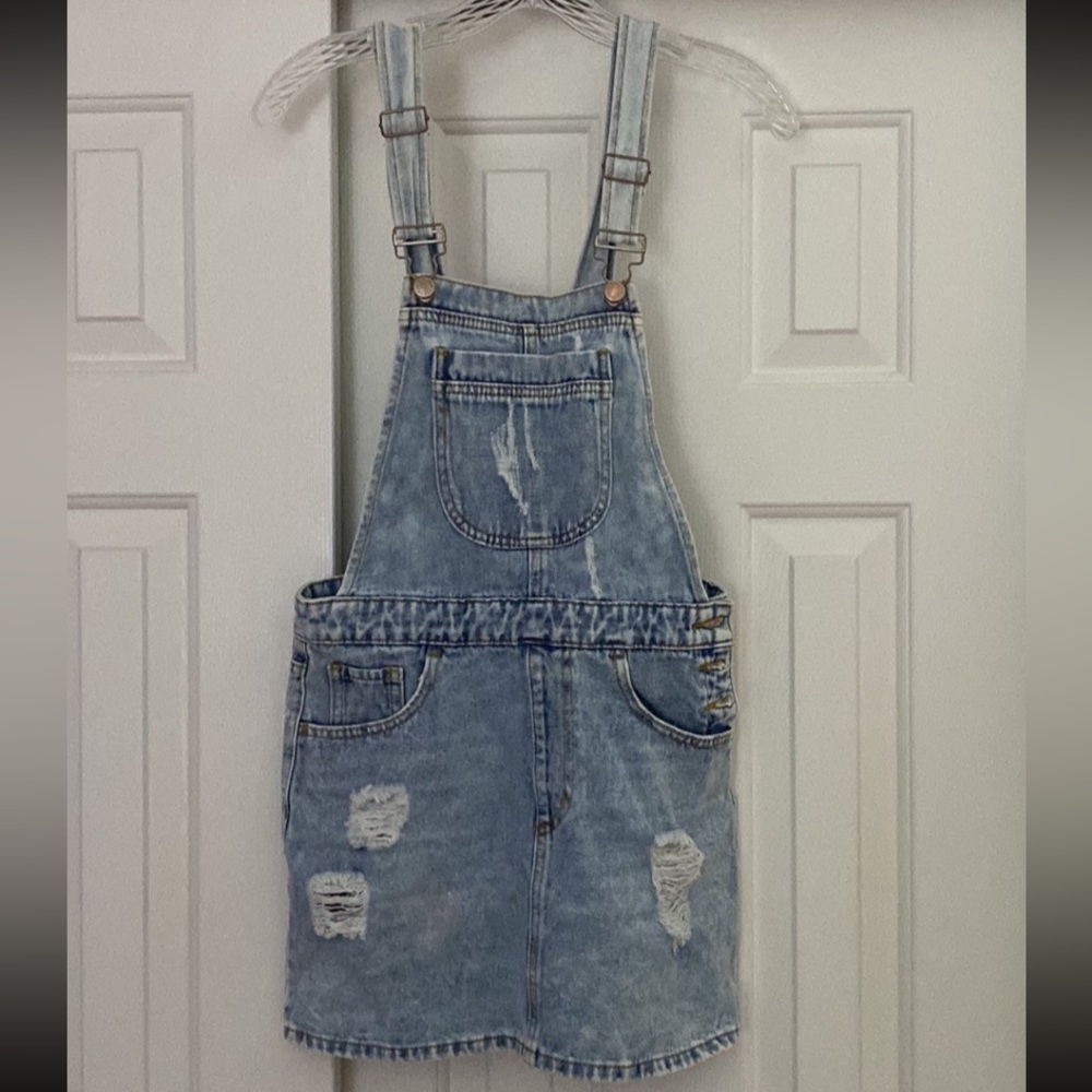 Denim skirt overalls